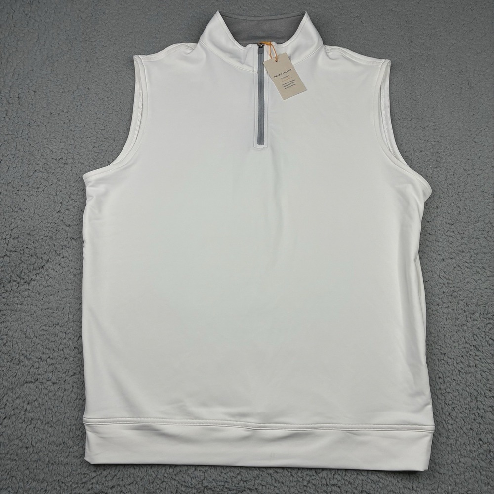 Peter Millar Crown Sport Quarter Zip Vest Men's M White Golf NWT ME0EKA41
